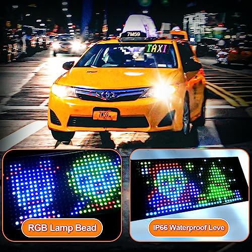 Image of Light Sign for Car, 6.7''x2.7'' Programmable Flexible LED Matrix Panel, Bluetooth APP Control Custom Text Pattern Animation Scrolling LED Display for Car Windshield