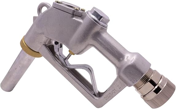 1-1/2" Inch NPT Fuel Nozzle Automatic Shut-Off Heavy Duty Gas Diesel Pump Nozzle 1.5" Spout Big Flow Rate 66 GPM,2-Notch Hold Open Clip 360 degree Fuel Nozzle Swivel,working pressure 44PSI