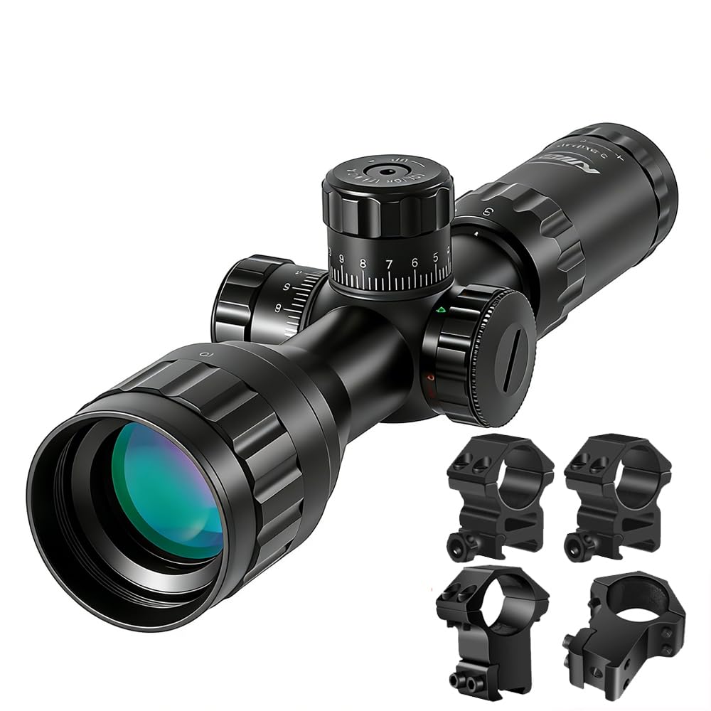 Paike 3-9X32 AOIR Rifle Scope mil-dot Reticle Red and Green Dot Illuminated Scope Hunting Optics