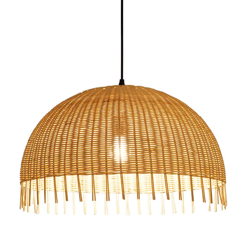 LYMSXAZOU Boho Wicker Rattan Chandelier Interior Decoration Pendant Lights Southeast Asian Hanging Lamp Industrial Hand Woven Chandeliers Chinese Style LampShade For Bars Cafe Living Room