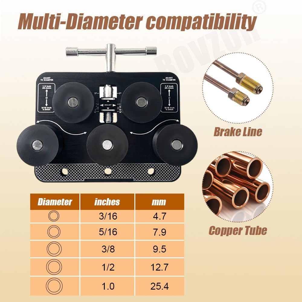 Tubing Straightener Tool, Replacement for Manual Straightening & Unprofessional Methods, Professional Brake Fuel Line Straightener for 3/16” to 1” Copper, Aluminum, Steel Tubing