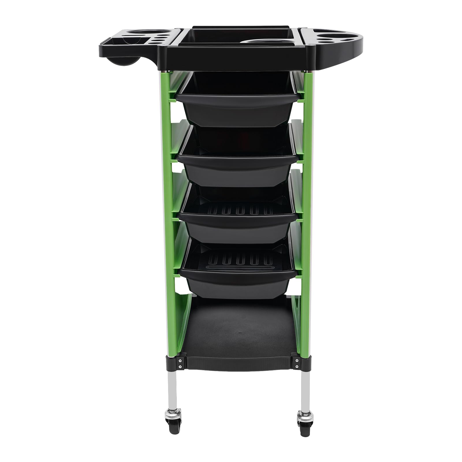 6 Etagen Friseurwagen, 37 * 34 * 88cm Salon Rollwagen Mit 4 Ausziehbaren Schubladen, Rollwagen Mit Fönhalter, Salonwagen Kosmetikwagen Für Stylist|Friseur (Grün)
