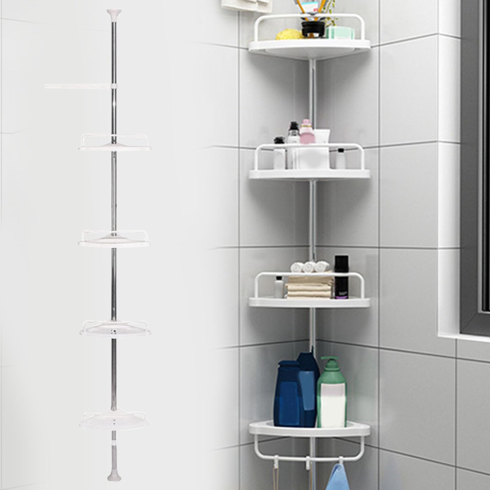 Estante esquinero de baño inoxidable de 25 x 25 cm, almacenamiento de acero inoxidable de varios niveles para ducha y baño, estante de esquina que ahorra espacio, accesorio de baño duradero