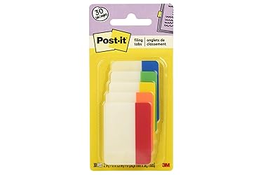 Post-it Tabs, 2 in, Solid, Assorted Colors, 6 Tabs/Color, 5 Colors, 30 Tabs/Pack (686-ROYGB)