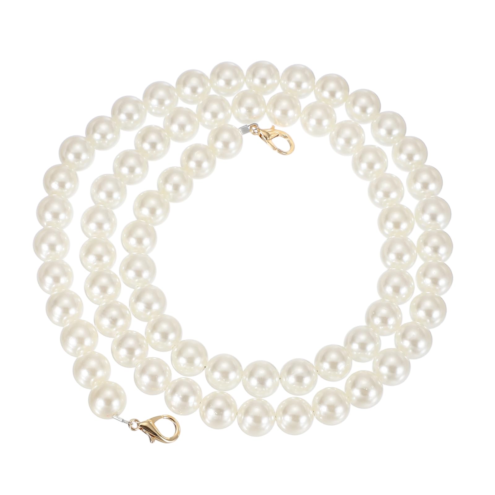 sourcing map Imitation Pearl Purse Strap, 43" Pearl Crossbody Chain Strap with Lobster Buckle Handbag Purse Chain Replacement Beaded Strap for DIY Handbag Hang Bag Accessories, 16mm Gold