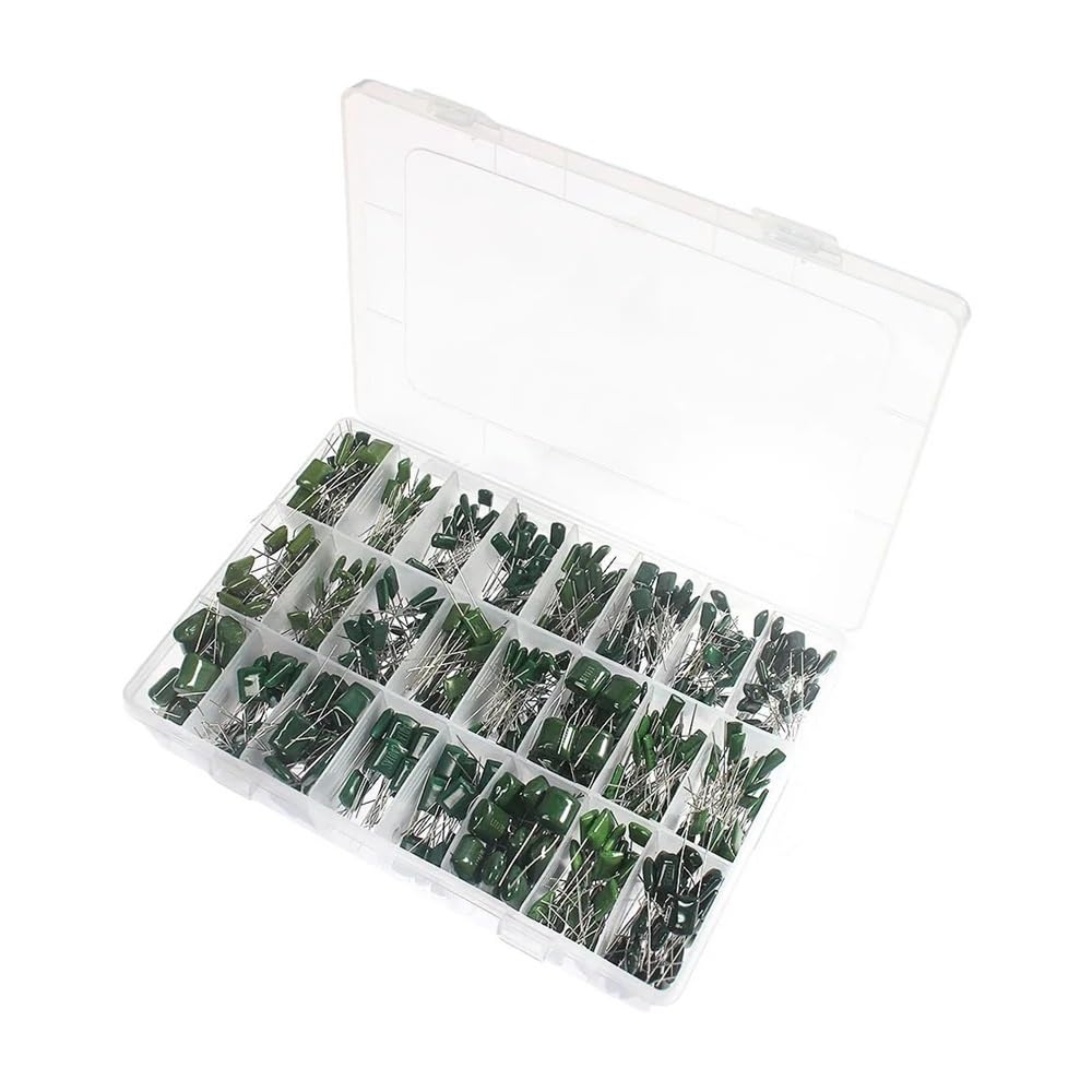 ICXLPMC 660PCS 24Value Capacitor Kit 100V 2A221J~2A474J Polyester Film Capacitors Assorted Kit 0.47nF 0.68nF 1nF 2.2nF 3nF 100nF