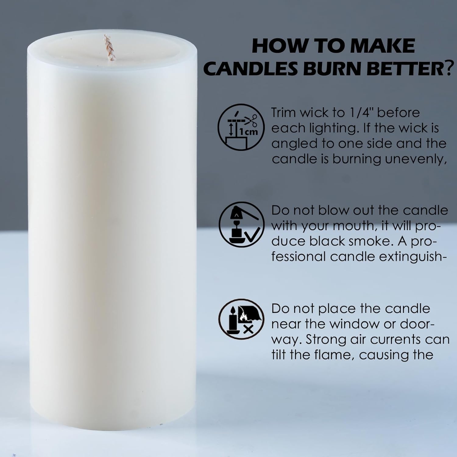 Unscented Ivory Pillar Candles Set of 6-2.8x4 inch - Dripless and Smokeless Large Pillar Candles, 50-Hours Long Burning Time Paraffin Candle for Dinner Table, Christmas and Home Decor - Image 6