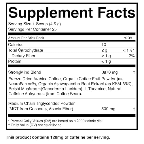 Miniatura 5 de STRONG COFFEE COMPANY, Café negro instantáneo orgánico: porciones individuales, enfoque extremo, adaptógeno con L-teanina y ashwagandha, sin