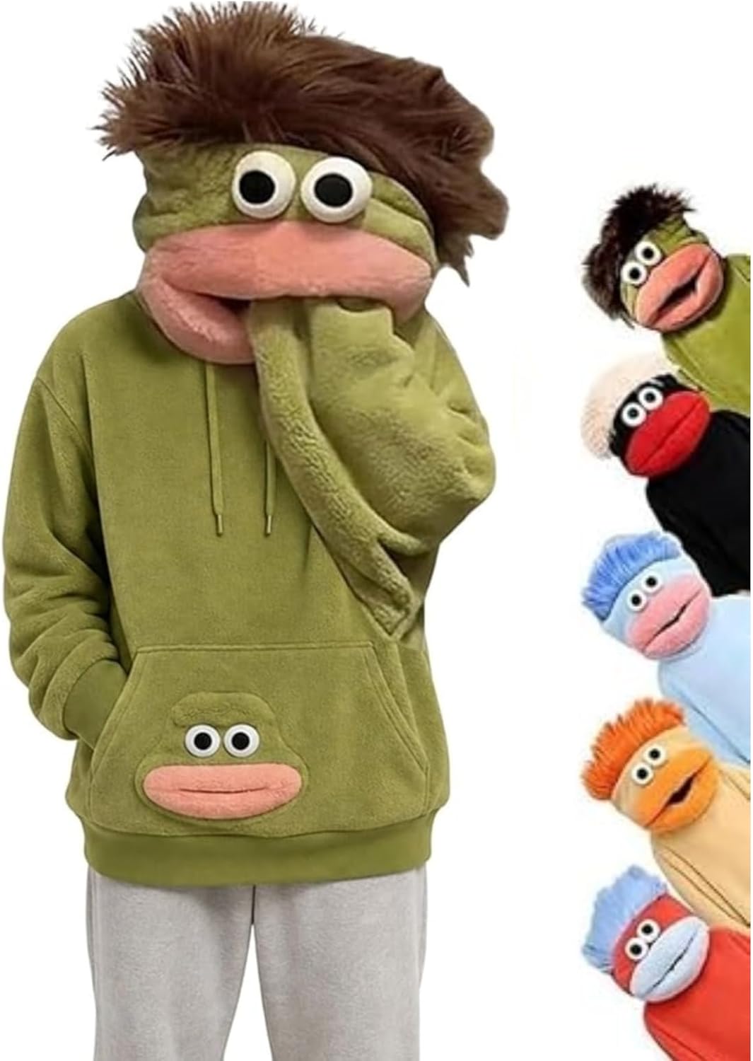 Big Mouth Monster Hoodies for Men UK Adult Funny Pajamas Cute Women Halloween Hoodie Costumes Adult Pajamas 2026 Halloween Costume Plush Hooded One Piece Soft Fabric Long Sleeve Loungewear