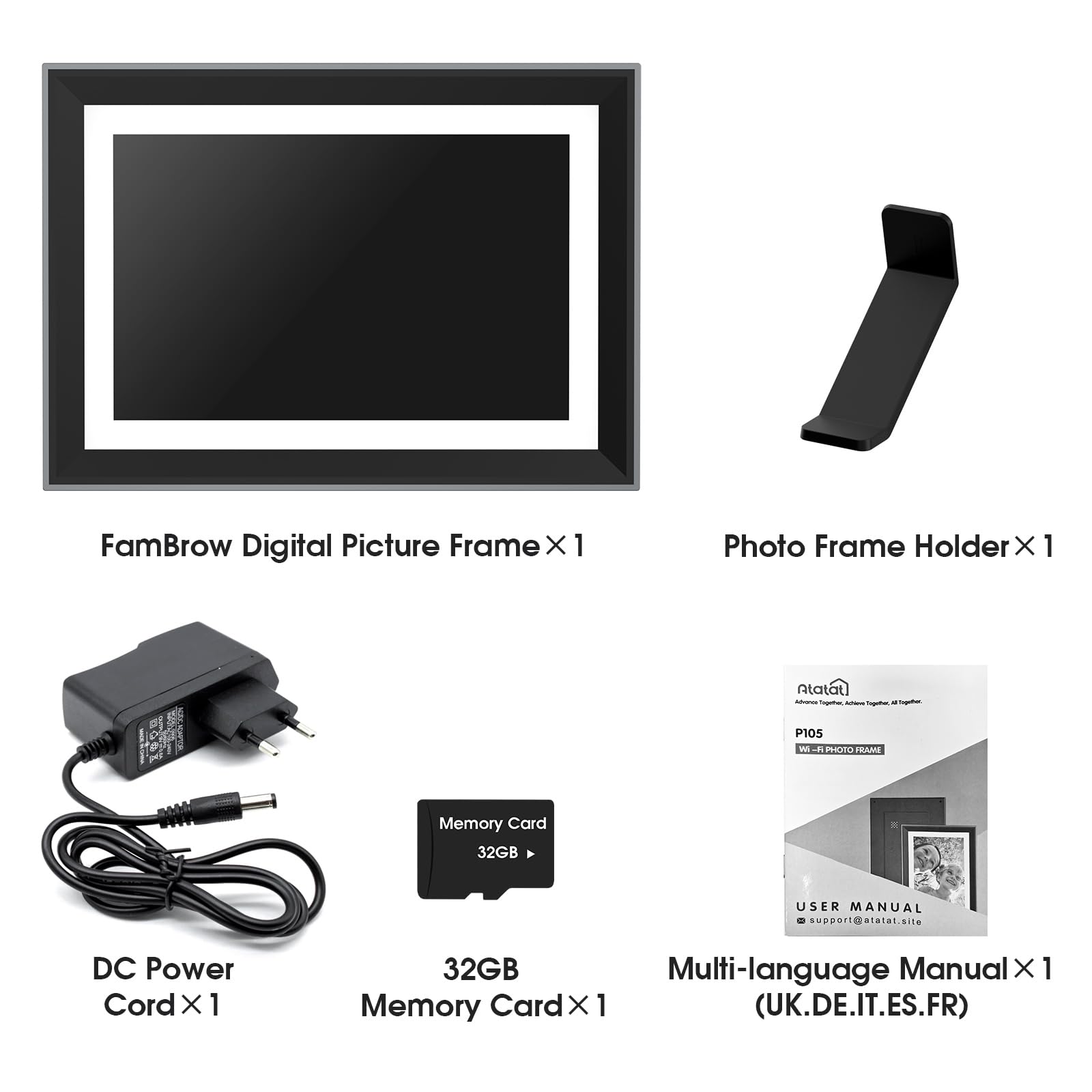 Cornice Digitale WiFi 10 Pollici, Portafoto Digitale con 1280x800 HD IPS Touch Screen, Memoria 16GB+32GB Carta, Condividere Foto o Video in APP Tramite