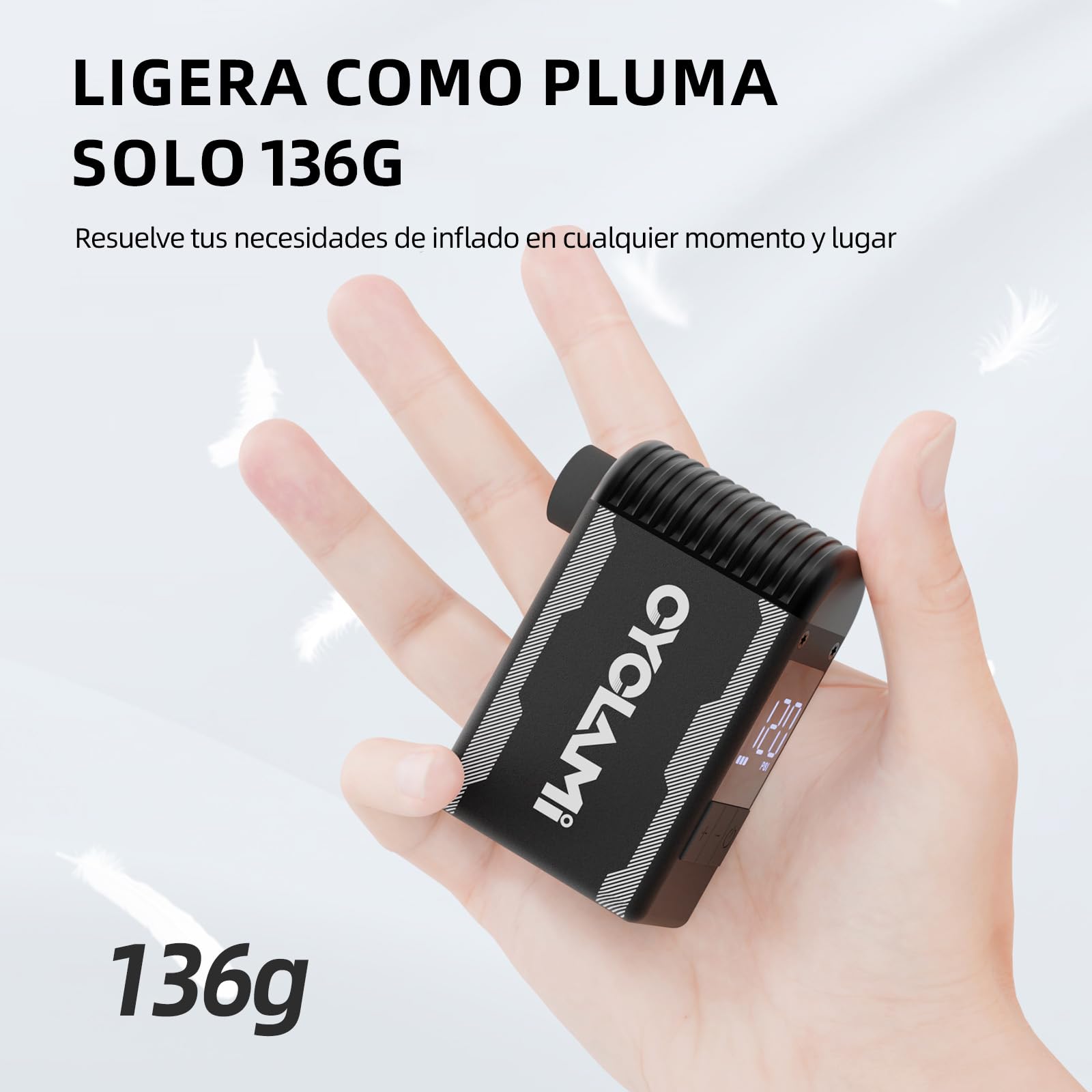 A2S Bomba de Bicicleta 120PSI Mini Eléctrico de la Bicicleta con Manómetro Digital Bomba Portátil Parada Automática con Válvulas Presta y Schrader para Bicicletas de Carretera y de Montaña