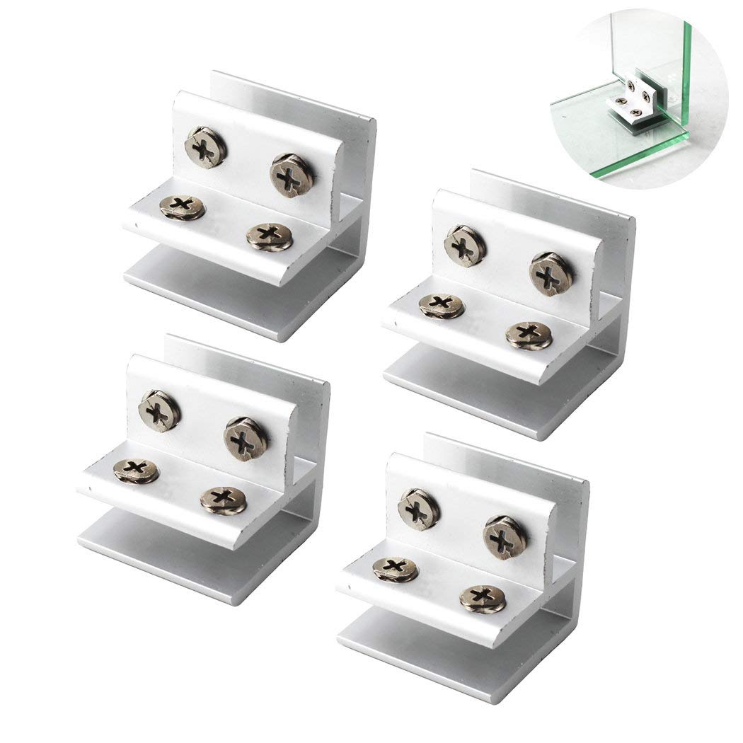 Flomore Small Glass Clamp Aluminium Alloy Glass Support Bracket Fit For 8-10Mm Glass Thickness Come With Screws (Pack Of 4)