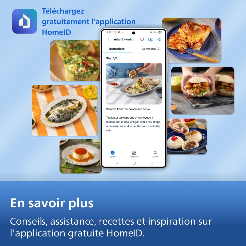 Philips Airfryer Série 3000 - Air Fryer 6.2L, 16-en-1, Fenêtre de cuisson, Technologie RapidAir, jusqu'à 90% de matières grasses en moins, Application HomeID, coloris Noir (NA330/00)