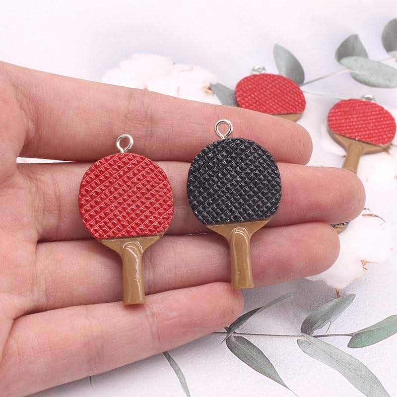 20PC Mini Resin Table Tennis Racket Pendants, Cute Sports Charms for Earrings Necklace Keychain Jewelry Making Supplies image 5
