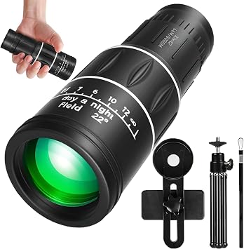 16 x 52 Monocular Smartphone Telephoto Lens, High Magnification, Telescope, Smartphone Lens, Small Monocular, One-Hand Operation, Easy Installation, Quality Vision, Photo Shooting, Monocular, Premium Bak4 Prism, High Transmittance, Waterproof, Wide Angle Lens, Telescopic Tripod, Smartphone Holder, Carrying Bag, Japanese Instruction Manual English Language Not Party/Kids Gift