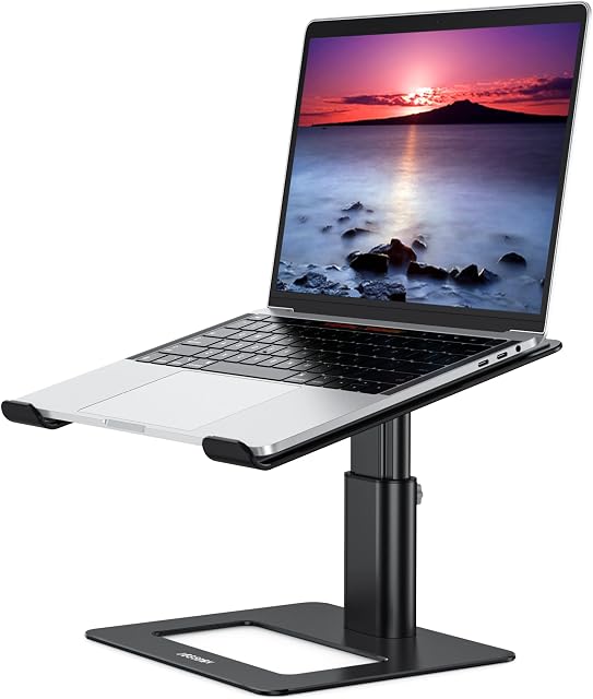 Besign LSX3 Support pour ordinateur portable en aluminium, support de carnet ergonomique réglable, support d'ordinateur Riser compatible avec Air, Pro, Dell, HP, Lenovo Plus 10-15.6" Ordinateurs portables (noir)