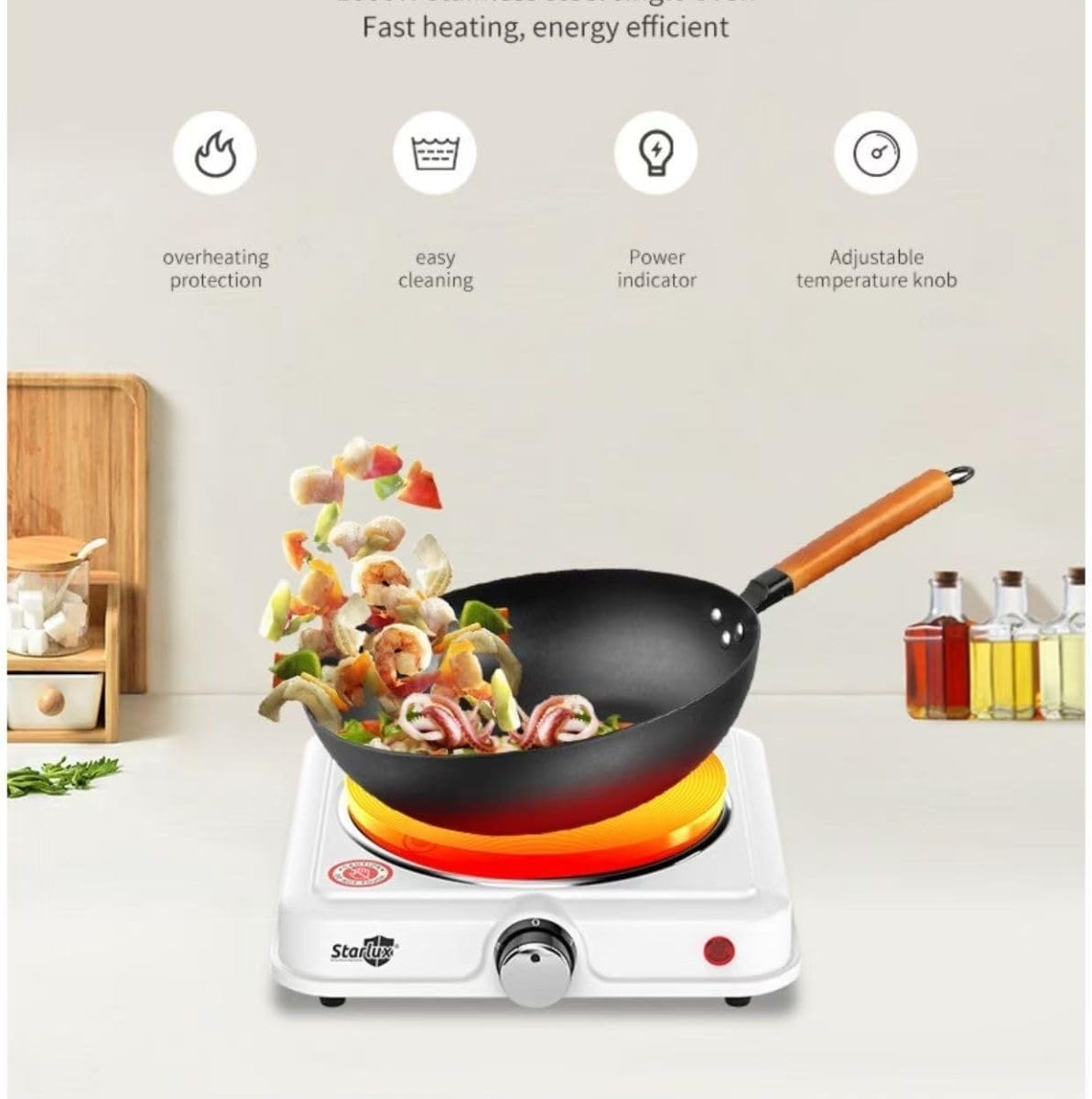 Electric Hot Plate, 1000W, Portable Burner with Temperature Control, coil burner,hot plate electric,single burner,Countertop Infrared Single Burner Compact Stove