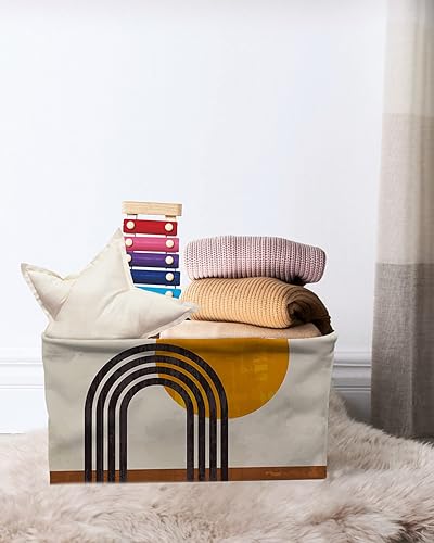 Miniatura 7 de 2 cubos de almacenamiento, cajas de mudanza impermeables con asas, organizador de ropa lavable para armario, plegable, estética, terracota de