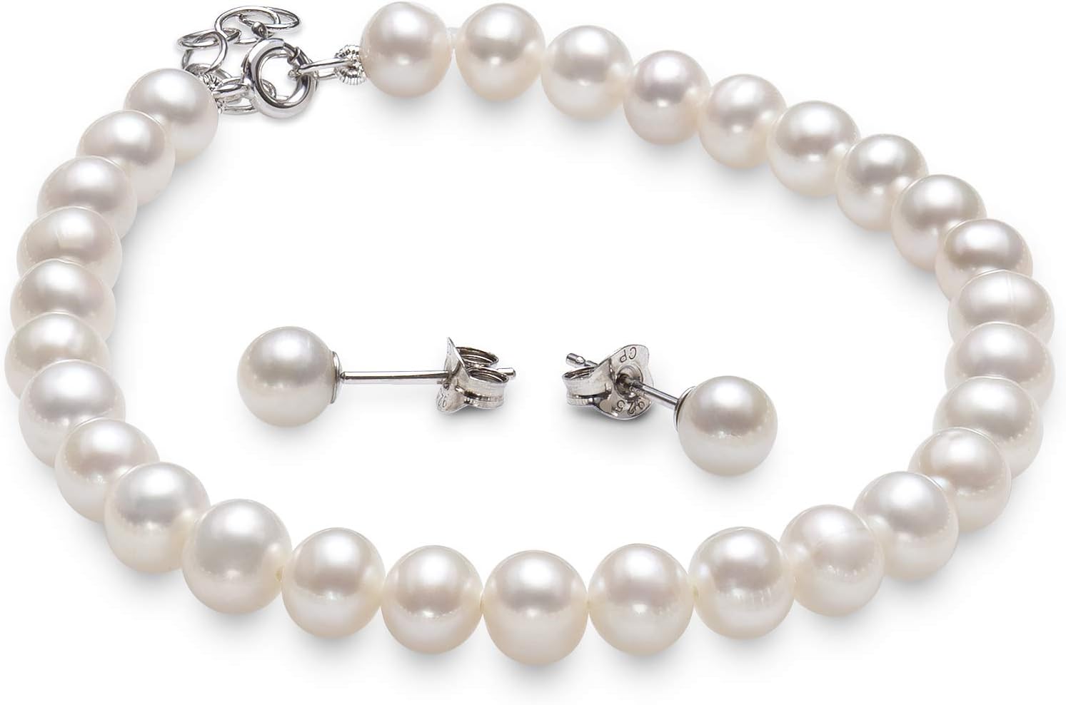 Belacqua Belaqua Freshwater Cultured Pearl Set for Women with Necklace Bracelet Stud Earrings for Women | Gift Box Included