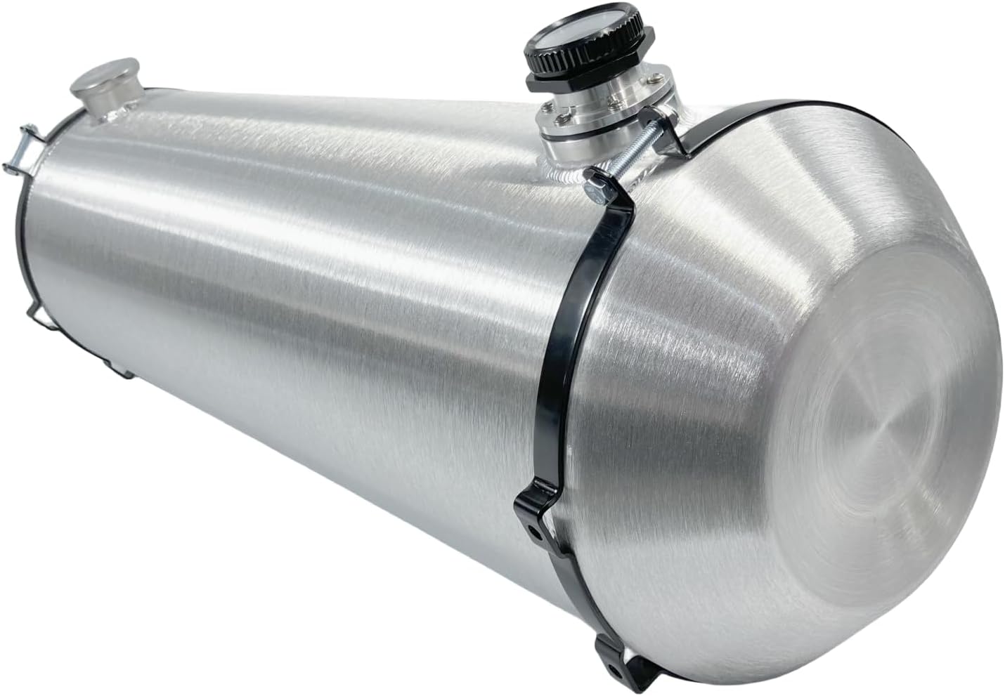 JSD 19.25 Gallons 12"x40" Aluminum Spun Round Gas Tank Fuel Cell Tank with Bracket With Level Gauge End Fill 1/4" NPT Outlet