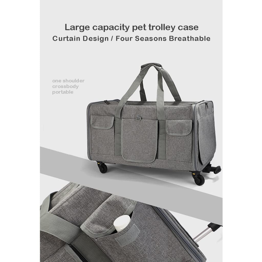 Caisse de Transport Pliable pour Grand Chat avec Roues détachables et Sac de Porte-Chien Respirant - idéal pour Voyager avec Vos Animaux de Compagnie!