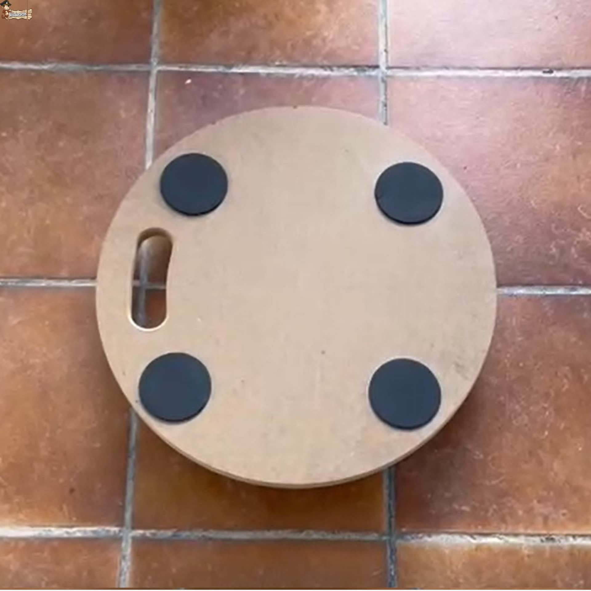 BricoLoco.com Plataforma Base con Ruedas giratorias 360º. Pack 2 uds. 38 cms. Carro Redondo rodante Soporte de Carga Porta macetas, tiestos, butano, Cajas, mudanza, Transporte. Tabla Madera DM (2)