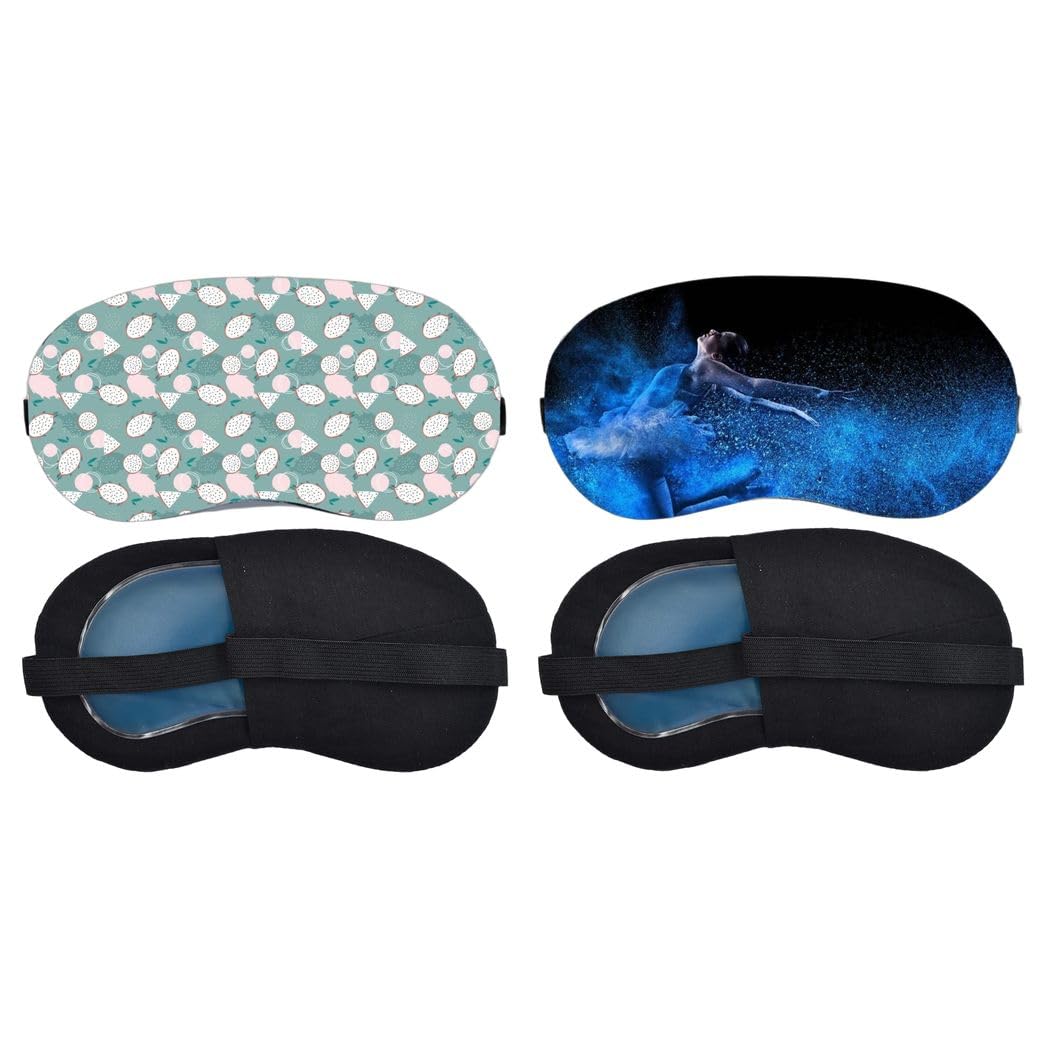Aoxeria Mint Seashell Pattern, Blue Spirit Horse Sleeping Mask Combo, Soft Comfortable Light-Blocking Eye Cover for Women, Men & Kids, Reusable Blindfold for Night Sleep, Nap, Travel (Pack of 2)-image-29
