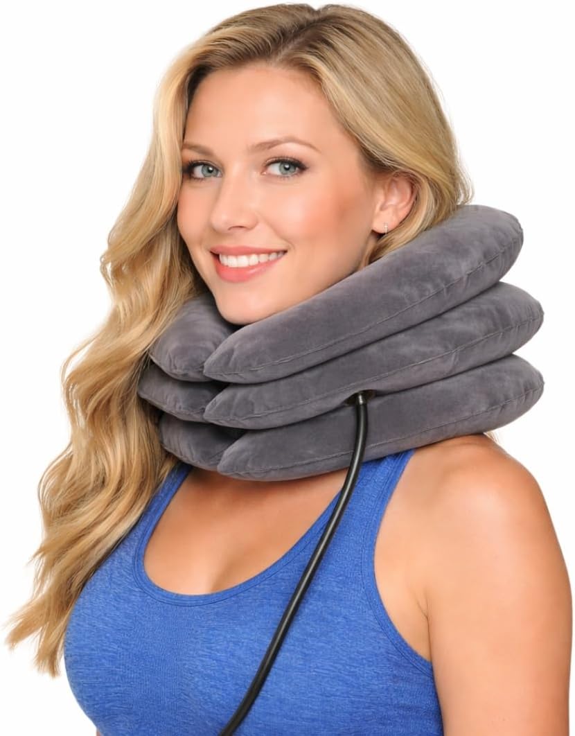 Cervical Traction Device – Inflatable & Adjustable Neck Stretcher Pillow for Instant Neck Traction Pain Relief – Neck Decompression Devices for Home Use