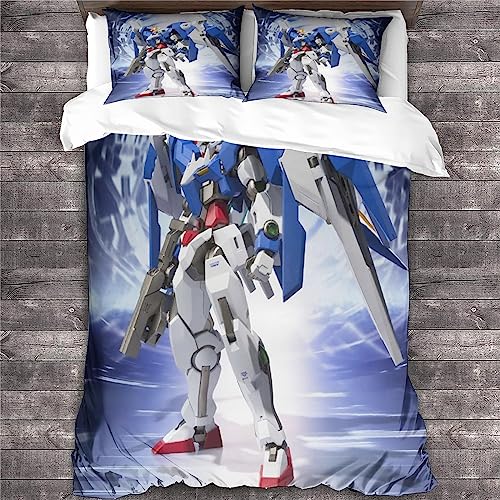 Gundam housse de couette microfibre douce parure lit imprimé mecha 3D fermeture éclair