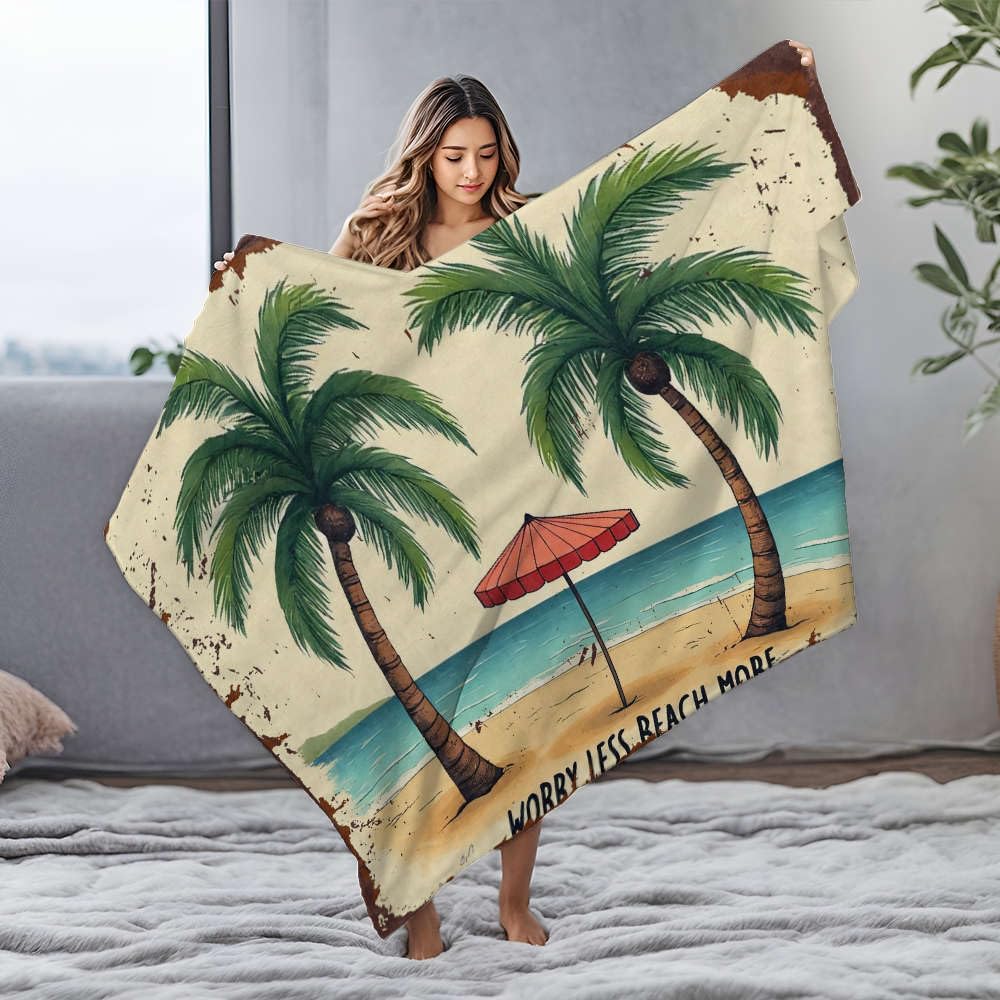 Couverture en flanelle 125x150 cm au motif de plage tropicale