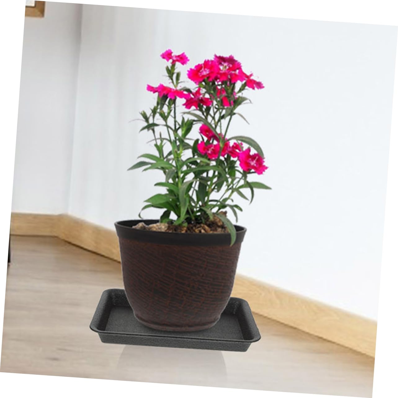 YARNOW Set 8 Pezzi Sottovasi Rettangolari per Piante e Bonsai in Plastica Nera Riutilizzabile Resistente per Uso Interno ed Esterno