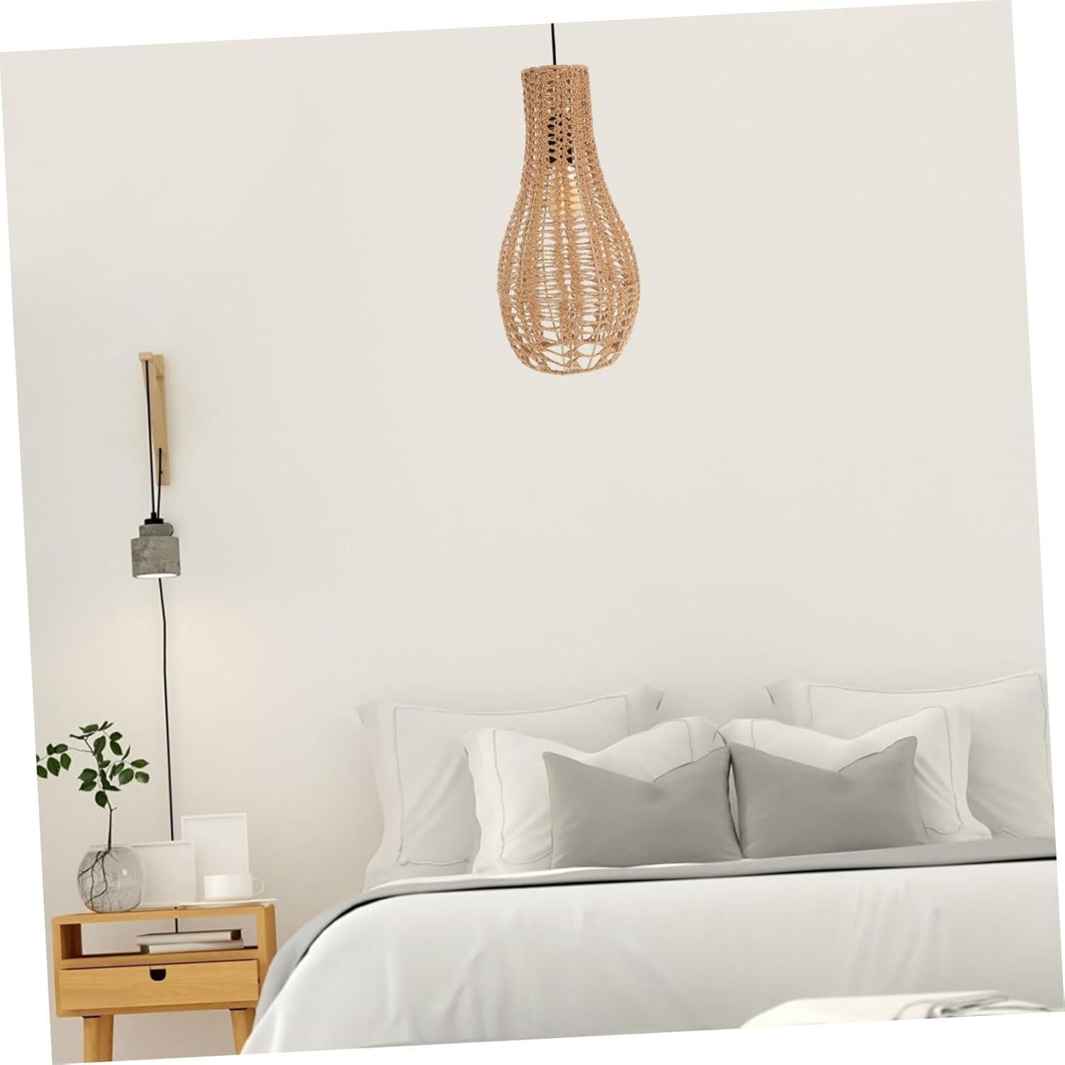 Bohemian Rope Woven Lampshade Pendant Replacement Ceiling Light Fixture for Living Rooms Bedrooms and Cafes Easy to Install and Unique Design