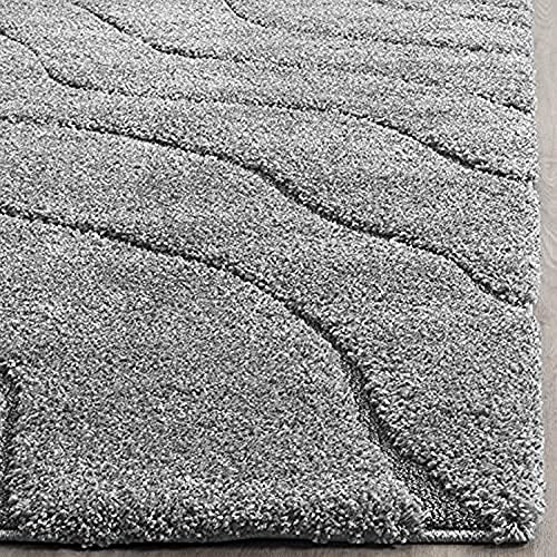Image of (Pack of 2 Textured Wave Shaggy Carpet for Living Room, Bedroom, High Low Design Finish Microfiber 1.8 Inch Pile High, 2x5 Feet Runner Grey|Grey Color