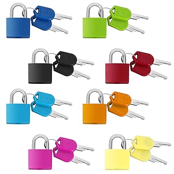 Yolev 8 Pieces Suitcase Locks with Keys Padlocks Metal Padlocks Mini Keyed Padlock for School Gym Classroom Matching Game