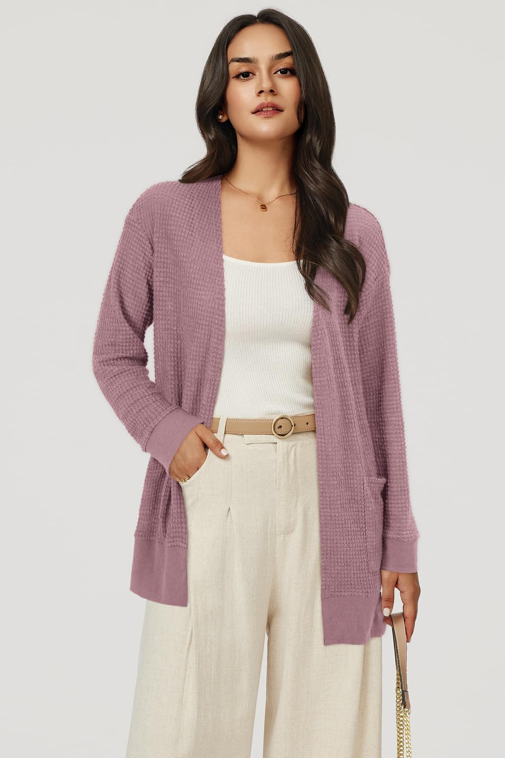 STYLEWORD Women's Fashion Cardigan Sweater Lightweight Open Front Long Casual Beach Kimonos Outfits with Pockets - Image 2