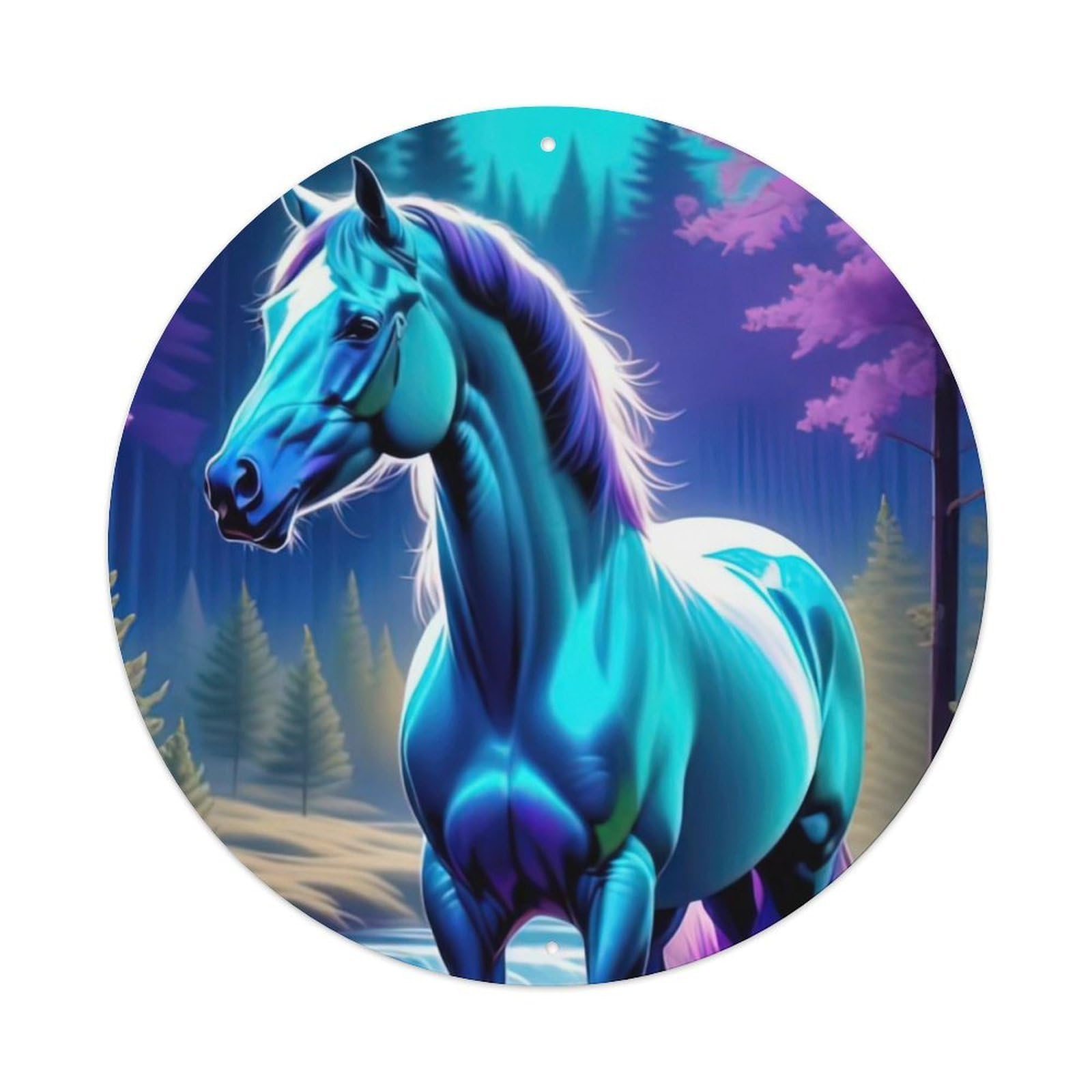 Animal White Horse by The River Metal Tin Sign