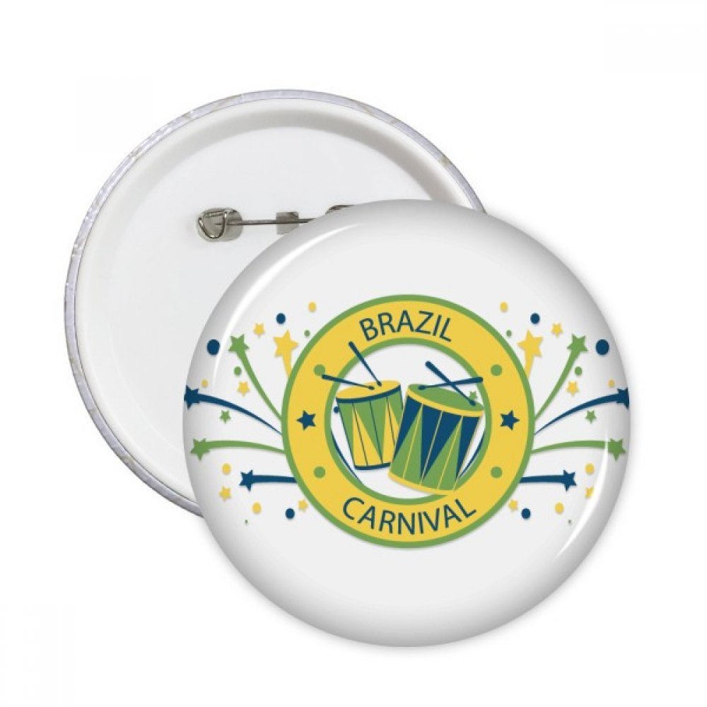 DIYthinker Drum Stars Celebrate Brazil Carnival Slogan Brazil Cultural Round Pins Badge Button Clothing Decoration Gift 5Pcs M Multicolor