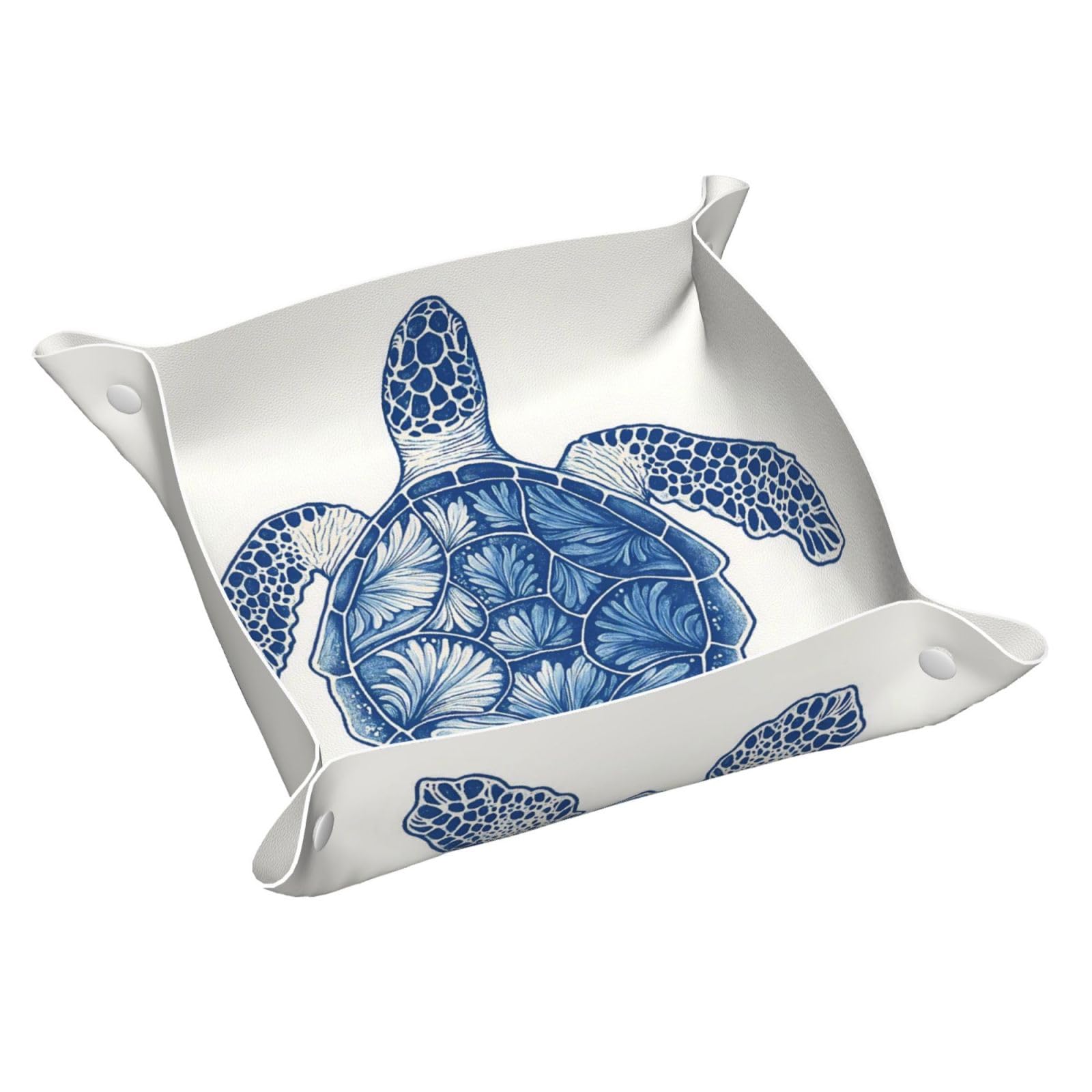 HLBSDM Artistic Sea Turtle Tray Men's Leather Valet Parking Portable Entrance Trays Bedside Storage Box