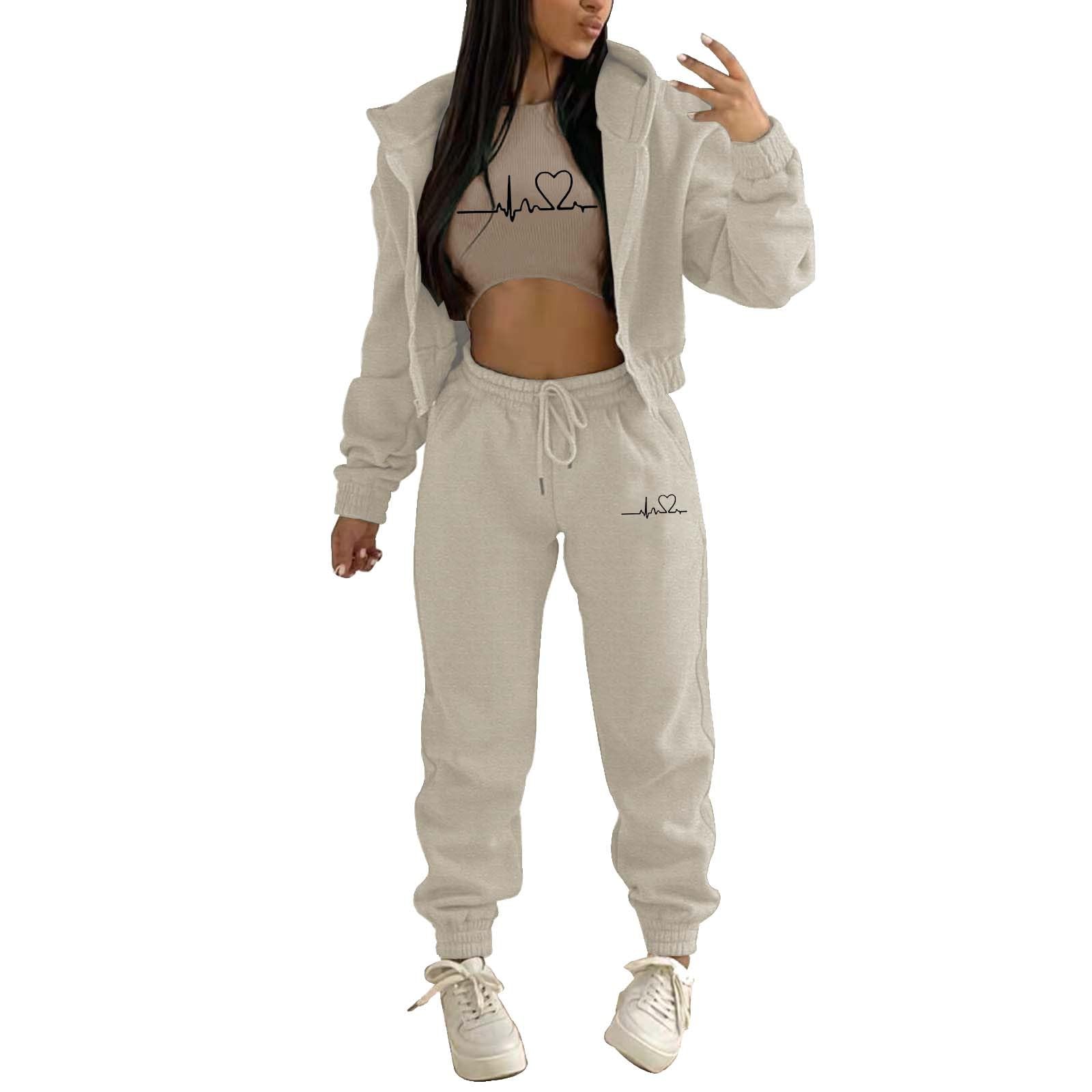Felpa con cappuccio da donna che aggiunge calore con stampa floreale con set interno da 3 pezzi