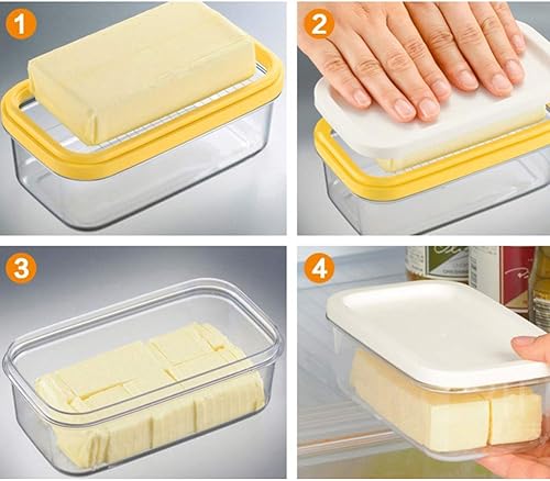 Miniatura 7 de Mantequillera rectangular con tapa con cortador para cortar y almacenar fácilmente, caja de mantequilla para refrigerar, contenedor de mantequilla