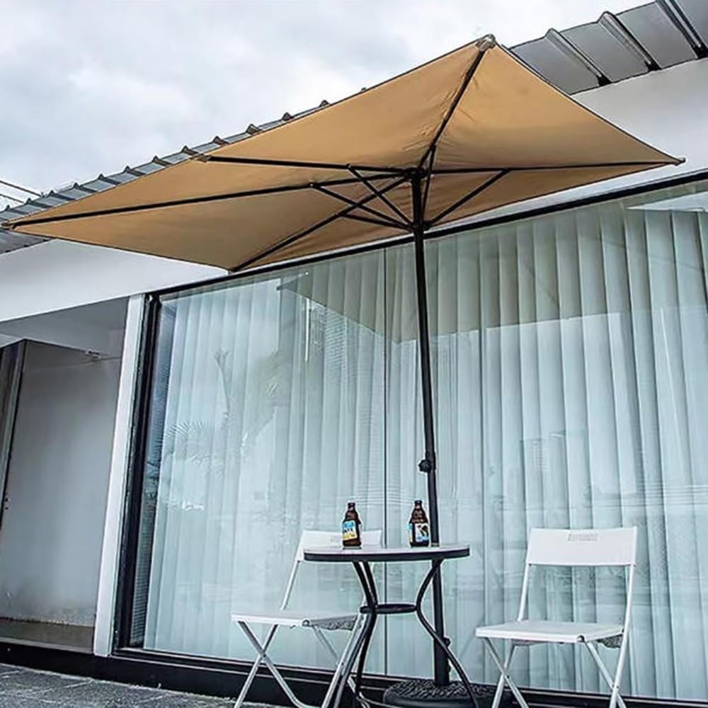 Halber Balkonschirm Sonnenschirm Rechteckig Wandschirm 270×150cm 250×130cm Halbschirm Für Balkone Wände Terrasse Höhenverstellbar(Burgundy,270x150cm/8.9x4.9ft)