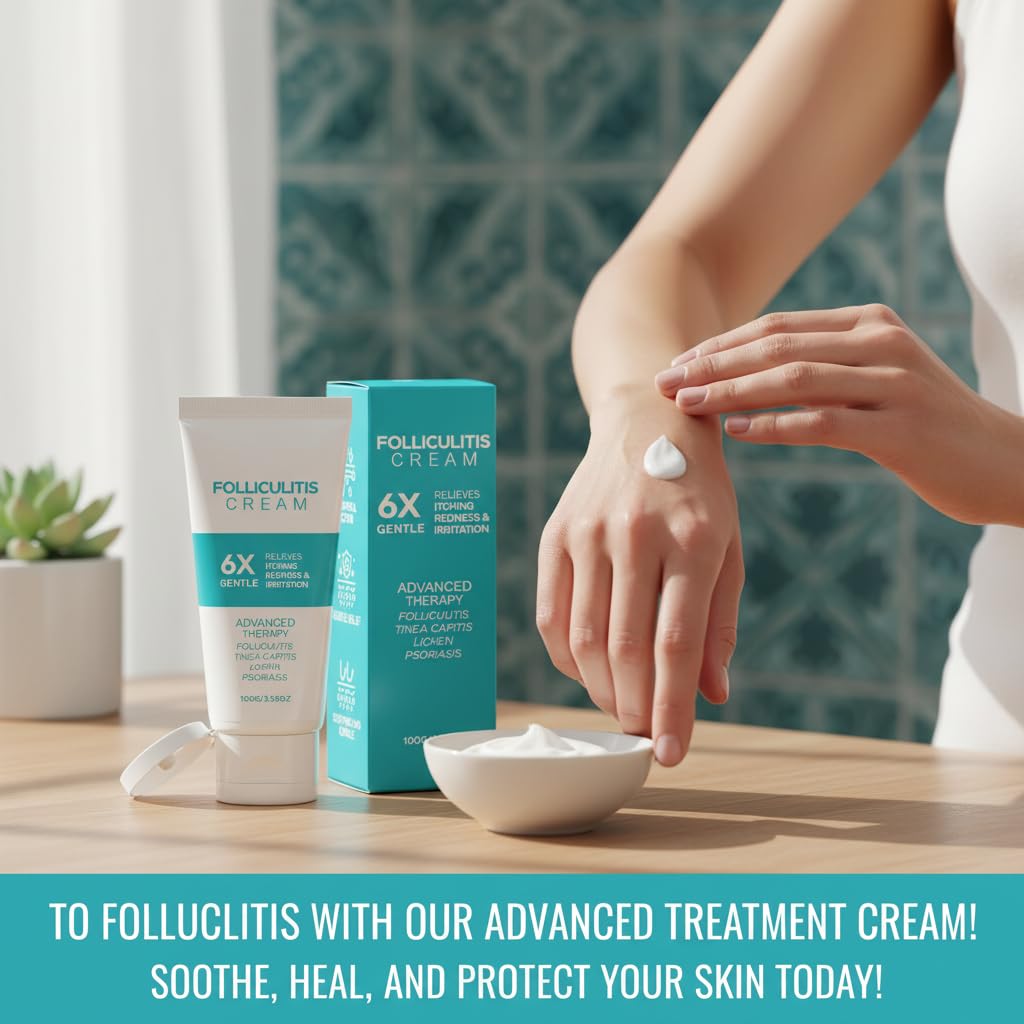 Folliculitis Cream 3.53oz – Cooling Relief for Itchy, Bumpy & Irritated Skin – Herbal Menthol Skin Cream for Scalp, Face & Body – Fast Absorbing Daily Use