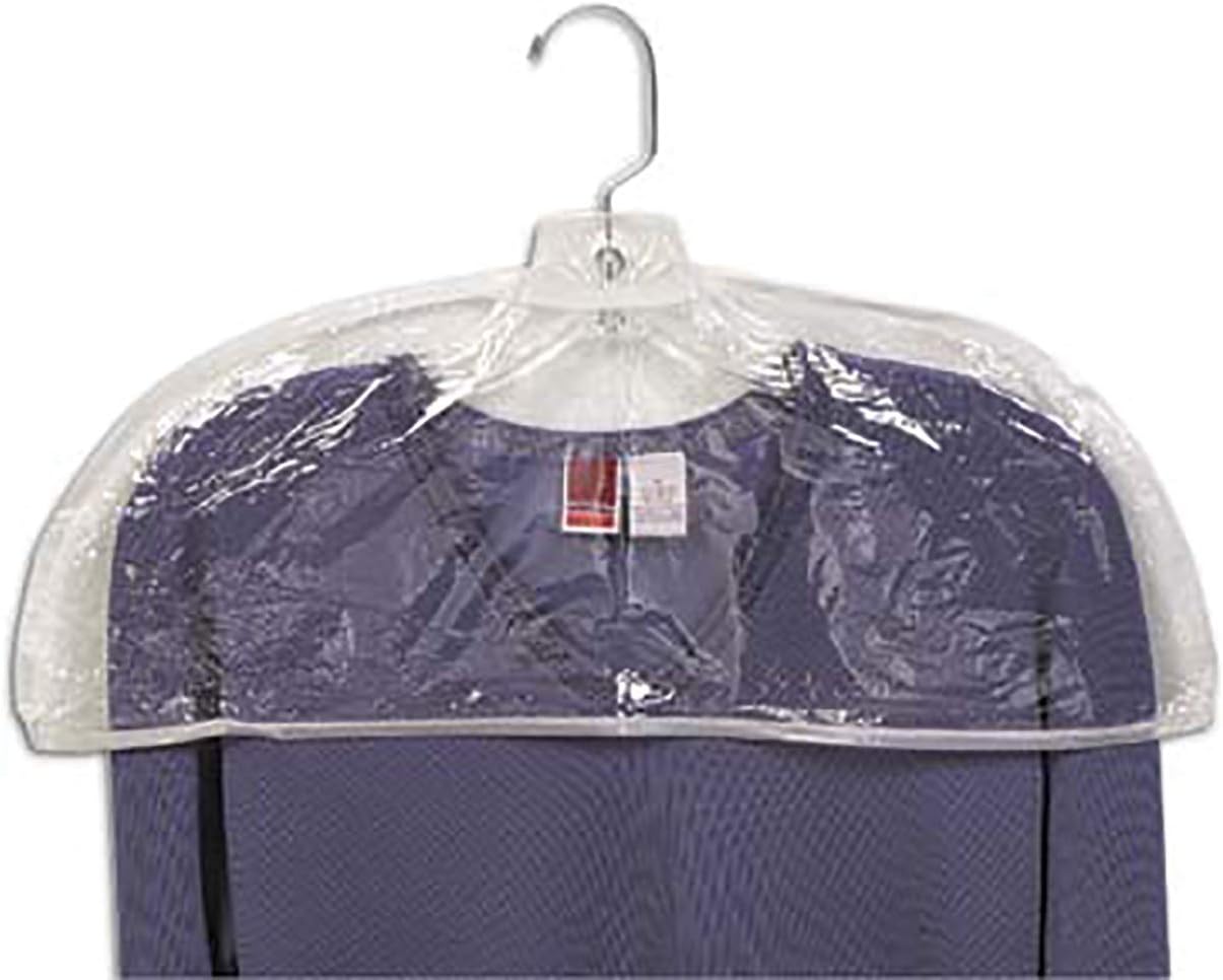The Great American Hanger Company Clear Plastic Women's Shoulder Covers, Box of 12, 21 Inch Vinyl Protective Cover with Stitched Edges