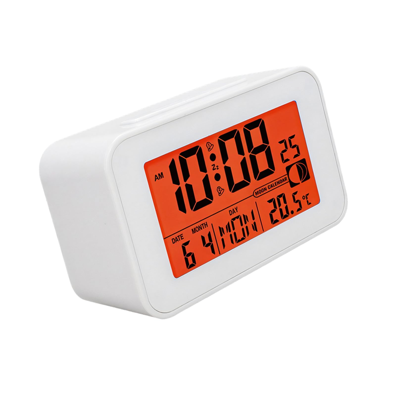 Nvoqilin White Modern Digital Alarm Clock With Bright Backlights Calendar Temperature Display And Multiple Alarms For Home Offices Use Nearby Alarm Clock With Lighting