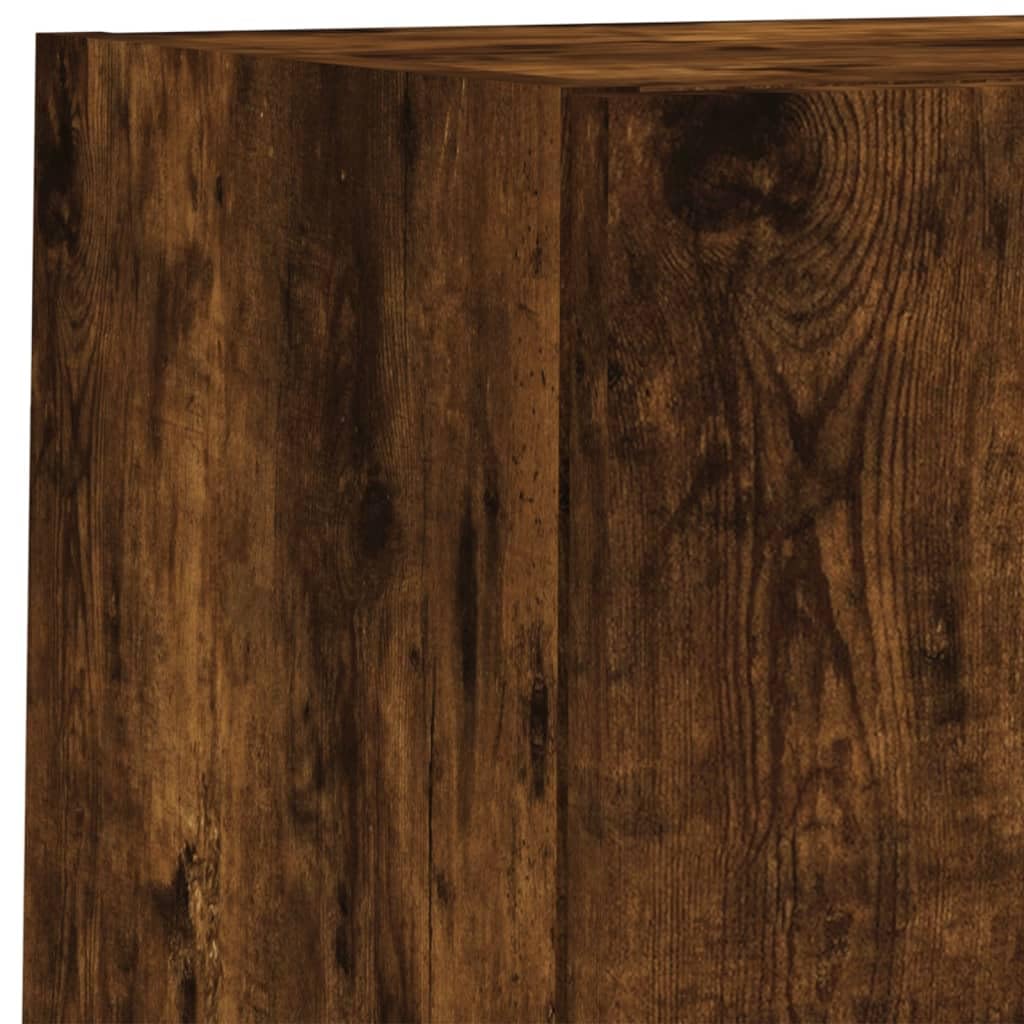 vidaXL Muebles para TV con Luces LED 2 uds, Soportes Flotantes con Almacenaje, Armarios Consolas de Pared, Muebles Multimedia de Salón, Roble Ahumado