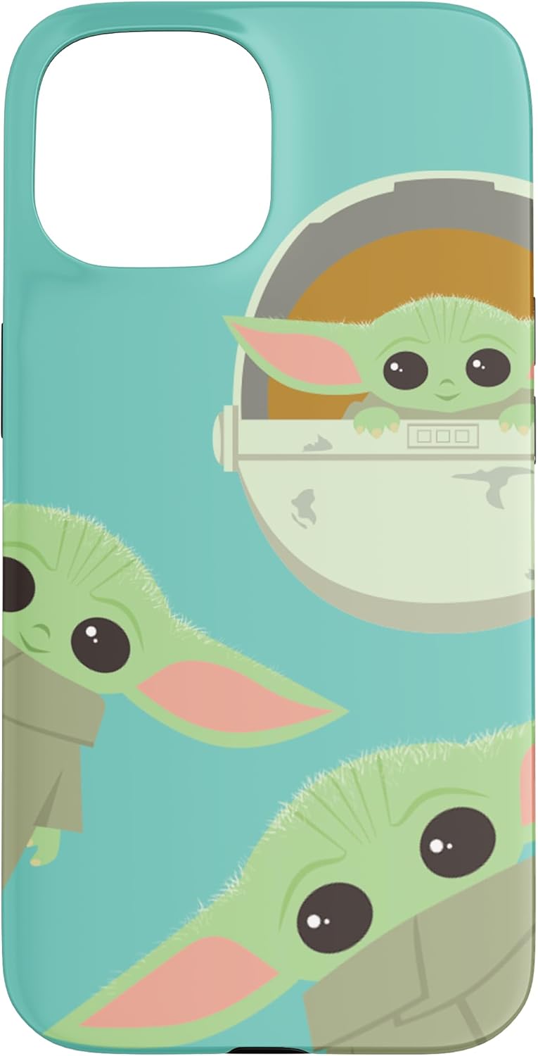 Star Wars The Mandalorian Grogu Triple Threat Teal Blue Case for iPhone XR