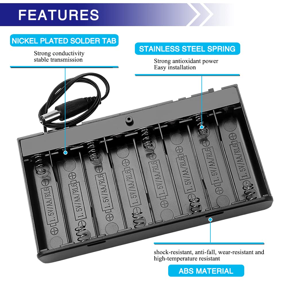 Supporto Per Batterie 8AA 12V Con Clip E Connettore 9V - Nero - Foto 9