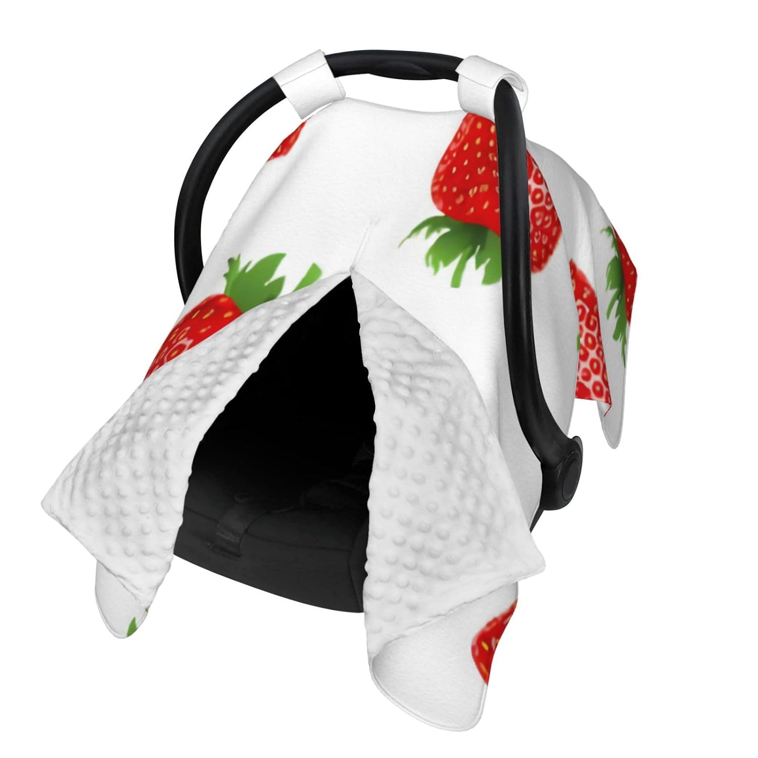 Cute Red Strawberry Baby Car Seat Cover & Nursing Cover - Breathable Stretch Multi-Use Cover for Breastfeeding, Stroller Sunshade & Infant Carrier