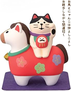 Amazon | デコレ コンコンブル 猫とお散歩馬 猫とお散歩馬 約60×33×h63