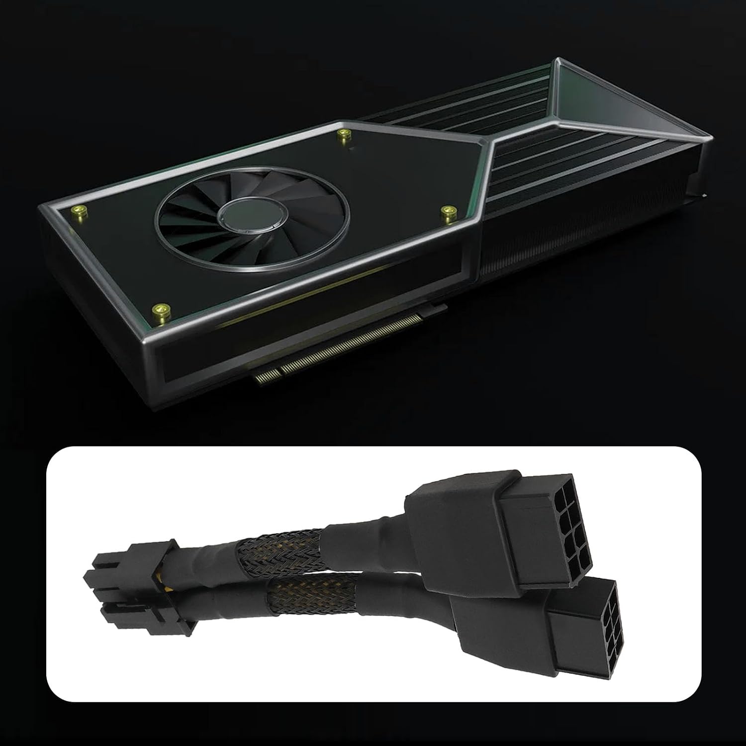 OTOTEC 1pc Dual 8pin to 8 Pin GPU Power Cable Graphics Power Cable 10cm 030-1233-000 Compatible with NVIDIA RTX A6000 Graphics Card